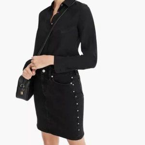 J. Crew Structured Black Denim Mini Skirt Studs 2019 Classic Fit 26